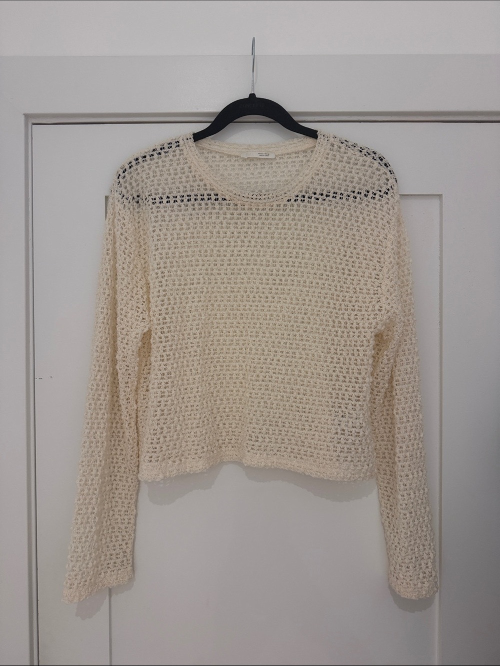 Zara Cream Open-Knit Long Sleeve Sweater
